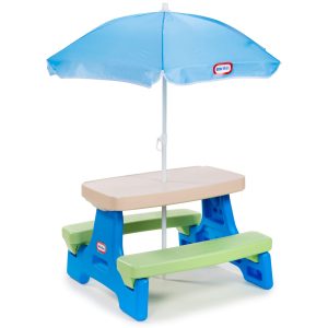 Portable LifeGear Easy Store™ Jr. Play Table with Umbrella - Blue/Green Water Resistant